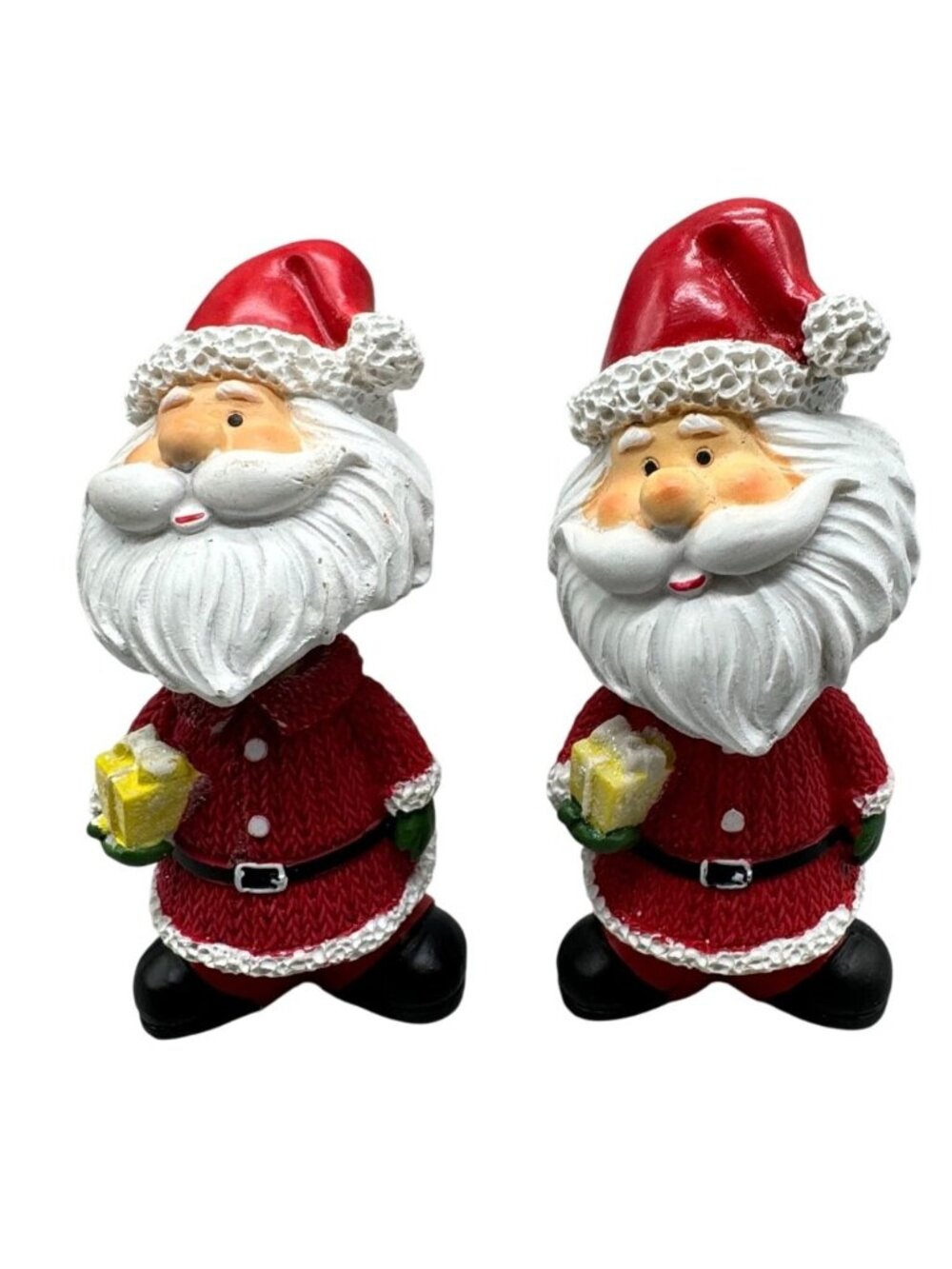 Ceramic Santa Bobble Head Figurines Set Of 2 Red & White Christmas Decor READ